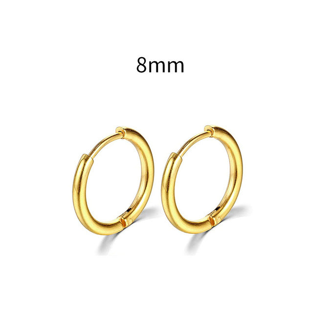 2023 Neue einfache Edelstahl Gold kleine Hoop Ohrringe für Frauen Männer Knorpel Ohr Piercing Schmuck Pendientes Hombre Mujer