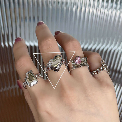 Minimalistischer 925 Silber Ring für Frauen Mode Kreativ Unregelmäßig Geometrisch Ästhetisch Offene Ringe Geburtstag Party Schmuck Geschenk