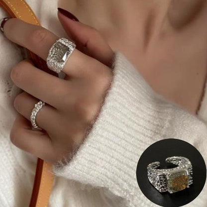 Minimalistischer 925 Silber Ring für Frauen Mode Kreativ Unregelmäßig Geometrisch Ästhetisch Offene Ringe Geburtstag Party Schmuck Geschenk