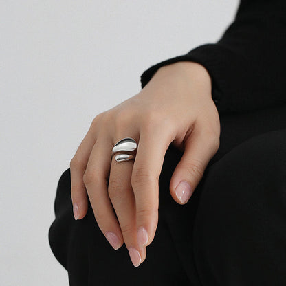 Minimalistischer 925 Silber Ring für Frauen Mode Kreativ Unregelmäßig Geometrisch Ästhetisch Offene Ringe Geburtstag Party Schmuck Geschenk