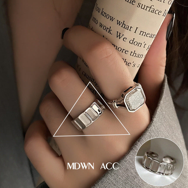 Minimalistischer 925 Silber Ring für Frauen Mode Kreativ Unregelmäßig Geometrisch Ästhetisch Offene Ringe Geburtstag Party Schmuck Geschenk